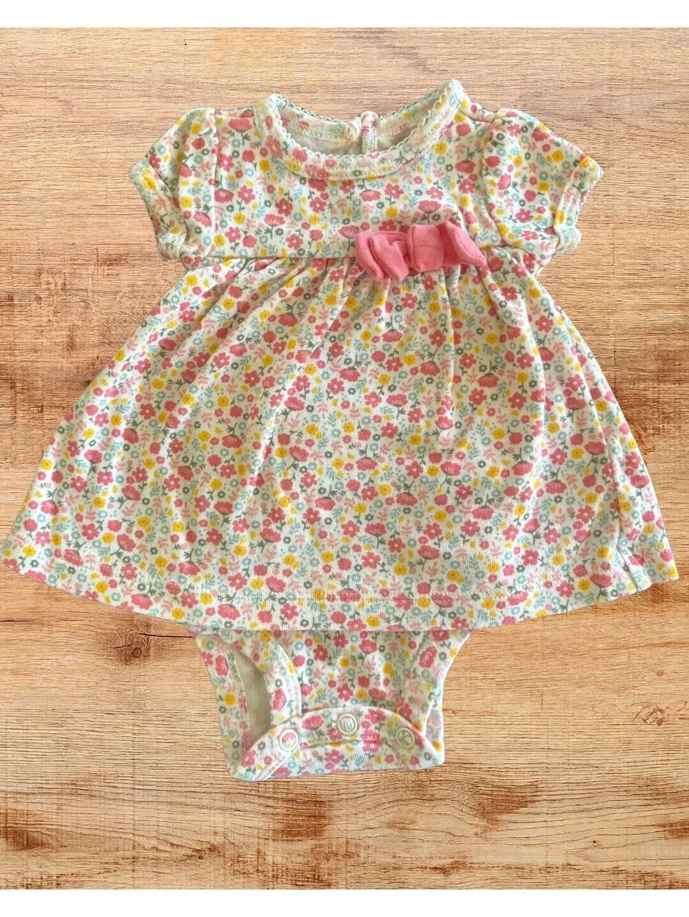 Child of Mine Newborn Pink Floral Dress Bodysuit 100% Cotton